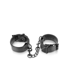 Menottes simili cuir noir ajustables Fetish Tentation - CC570407